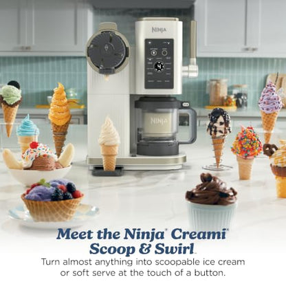 Ninja Creami Scoop&Swirl Ice Cream Maker Amazon Exclusive Bone & Champagne