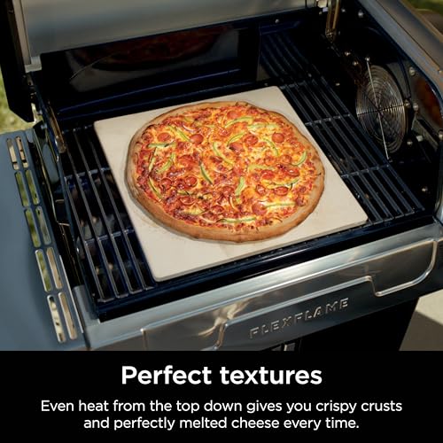 Ninja FlexFlame Upgrades 16’’ Artisan Pizza Stone, Durable Cordierite Stone, 5-Minute Pizzas, Homemade Artisan Pizza, Bread, Calzones, & More, Heat-Safe up to 600F, XL Surface, XSKPGPIZASTN