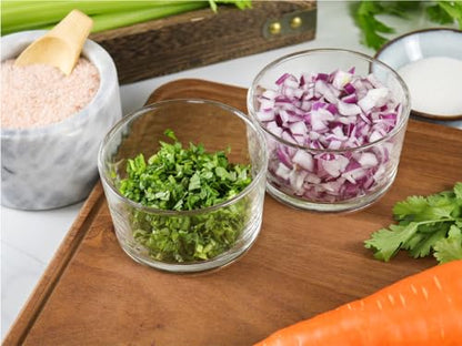 HillSpring Glass Small Bowls, 7.5oz, Set of 6, Clear Mini Bowls for Dips, Sauces, Desserts, Side Dishes, Pudding, Fruit and Charcuterie Boards, Pinch Bowls for Meal Prep (6)