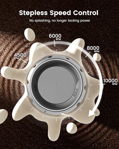 Maestri House Rechargeable Milk Frother with Stepless Speed Control, LunaFro Max Handheld Electric Foam Maker Waterproof Drink Mixer Foamer with Stand & Detachable Whisks for Lattes, Cappuccino