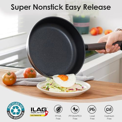 SENSARTE 13Pcs Pots and Pans Set Nonstick Cookware Set Kitchen Cooking Frying Pans with Stay-cool Handle, Dishwasher Safe, Induction Compatible, PFOA/PFOS Free, Black