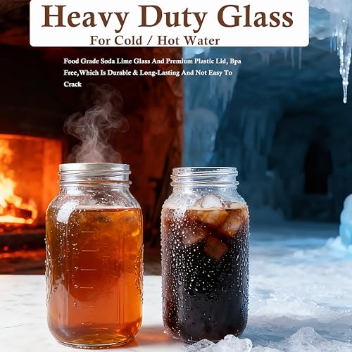 64 OZ Cold Brew Coffee Maker 2 Quart Mason Jar Glass Iced Tea Pitcher With Stainless Steel Filter Half Gallon Pitcher With Spout Lid For Iced Coffee,Tea & Lemonade,Sun Tea Airtight & Leak-Proof 2 PACK
