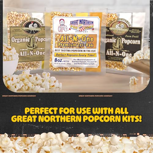 Matinee Popcorn Machine - 8oz Popper with Stainless-Steel Kettle, Reject Kernel Tray, Warming Light, and Accessories by Great Northern Popcorn (Black)