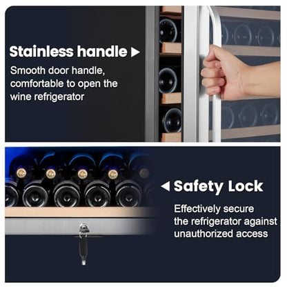 Velivi 24" Single-Zone Wine Cooler 154-Bottles, Low Noise Fast Cooling, Tall Freestanding/Built-in Fridge Large Capacity for Wine Collection