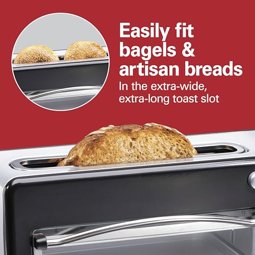 Hamilton Beach Versatile 2-in-1 Countertop Toaster Oven & Long Slot 2 Slice Toaster for Toasting & Baking, Automatic Shut Off, Shade Selector, Temperature Control, Compact Retro Design, Black (22725)