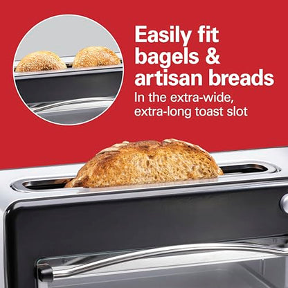 Hamilton Beach Versatile 2-in-1 Countertop Toaster Oven & Long Slot 2 Slice Toaster for Toasting & Baking, Automatic Shut Off, Shade Selector, Temperature Control, Compact Retro Design, Black (22725)