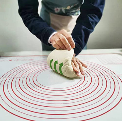 Yansumi silicone pastry non stick baking mat with measurement fondant mat with three sizes for silicone baking mat, counter mat, dough rolling mat,fondant/pie crust mat (Red, 24"L x 16"W)