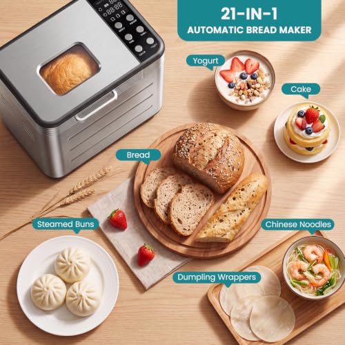 OLIXIS Bread Maker, 21-IN-1 Bread Machine, 2LB Automatic Stainless Steel