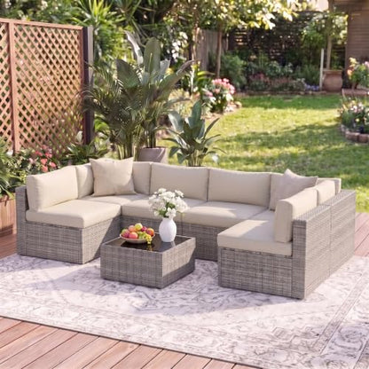 7 Pieces Outdoor Patio Furniture Set - Fit Small Spaces,Comfort,Sturdiness