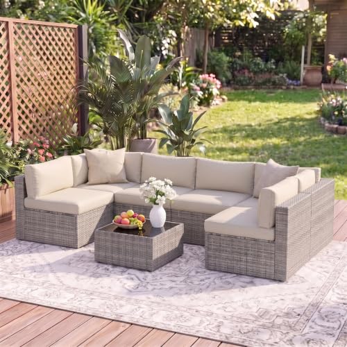 7 Pieces Outdoor Patio Furniture Set - Fit Small Spaces,Comfort,Sturdiness