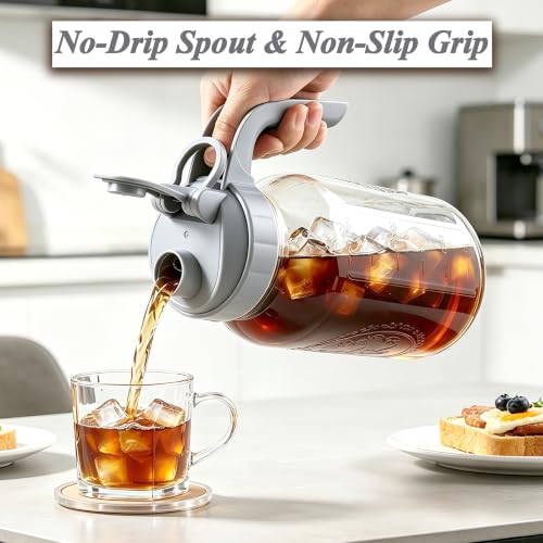 Cold Brew Coffee Maker 64oz Mason Jar Pitcher with Stainless Steel Filter