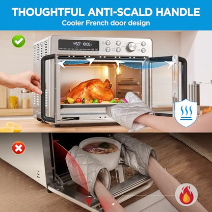 Midea Flexify Classic French Door Toaster Oven Air Fryer Combo, 10-in-1 Large Capacity 26.4 QT Countertop Oven, 25% Faster Cooking and 90% Less Oil, Stainless Steel
