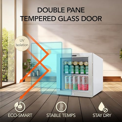 Whynter Beverage Refrigerator with Double-Layer Glass Door, 68-Can 1.6 Cu Ft Freestanding Drink Mini Fridge, BR-062WS, Stainless Steel