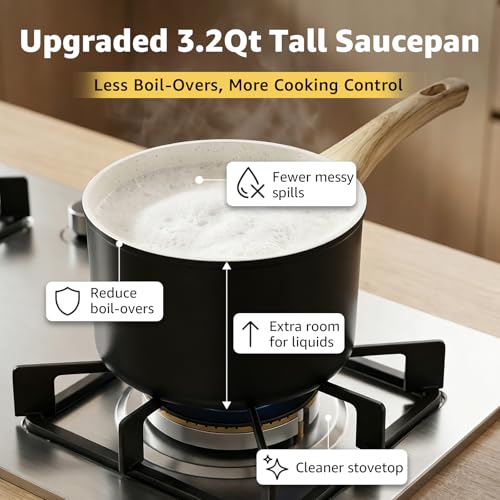 Bazova 25-Piece Pots and Pans Set Non Stick,Titanium Ceramic Cookware Set Non Toxic,Long-Lasting,PFAS Free,Induction Compatible,Complete Kitchen Set for All Family Cooking Needs