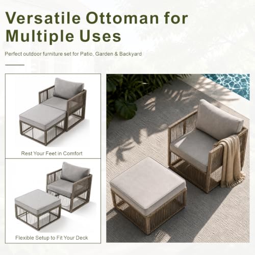 5 Piece Outdoor Small Patio Furniture Set, Wicker Sectional Furniture Set