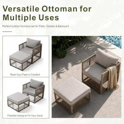5 Piece Outdoor Small Patio Furniture Set, Wicker Sectional Furniture Set