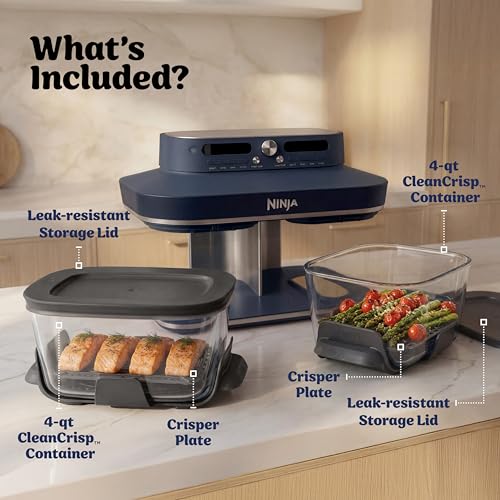 Ninja Crispi DualZone Glass Countertop Air Fryer, Cyberspace, DD101BL1