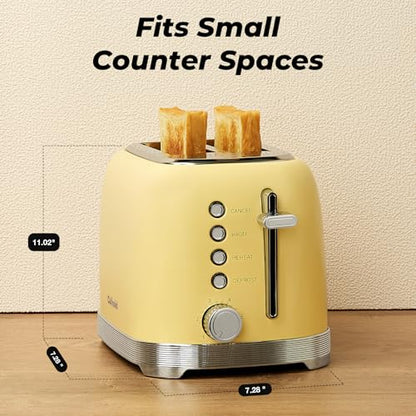 Culinaid Toaster 2 Slice Retro Stainless Steel, Yellow