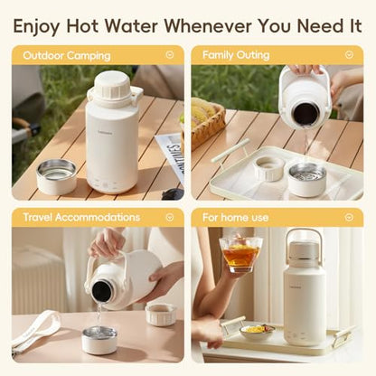 Felizbebe 33.8 Oz/1000mL Portable Electric Kettle,304 Stainless Steel Travel Kettle Electric,4 Temp Settings with Holding Heat,600W Fast Boiling Water with Auto Shut-Off and Boil Dry Protection