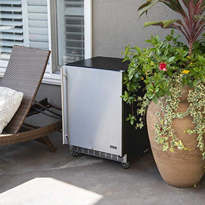 NewAir 24” Outdoor Beverage Fridge | Freestanding or Built-In Under counter Refrigerator for Outside Patio | Weatherproof Outdoor Fridge for 160 Cans with Auto-Closing Door | Stainless Steel