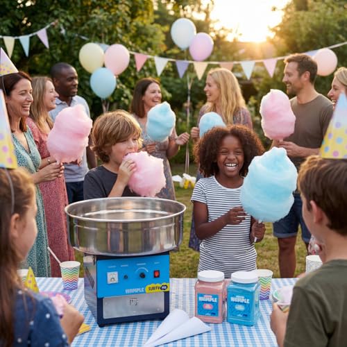 Wumple Professional Cotton Candy Machine - Commercial Electric Maker with Drawer & Large Stainless Steel Bowl - Fast Heat-Up - Perfect for Parties & Business - Blue