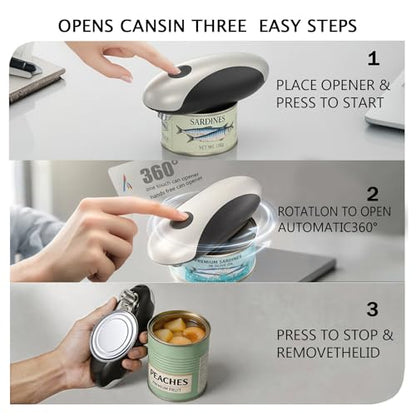 Electric Can Opener, USB-C Rechargeable Automatic Can Opener with Smooth Edge, One-Touch Operation, Magnetic Lid Hold, Easy Kitchen Gadget for Seniors, Fits Most Can Sizes