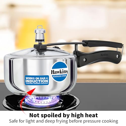 Hawkins Pressure Cooker, Stainless Steel Inner Lid Cooker, Induction Cooker, Small Cooker, Silver HSS20 2 Litre