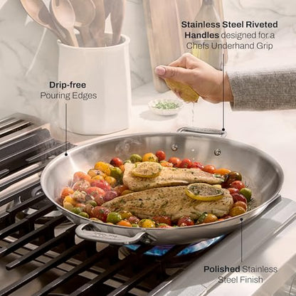 All-Clad D3® Stainless Steel 14 inch Paella Pan- Made in the USA- The Original Bonded Professional Cookware- Oven Safe & Induction Compatible