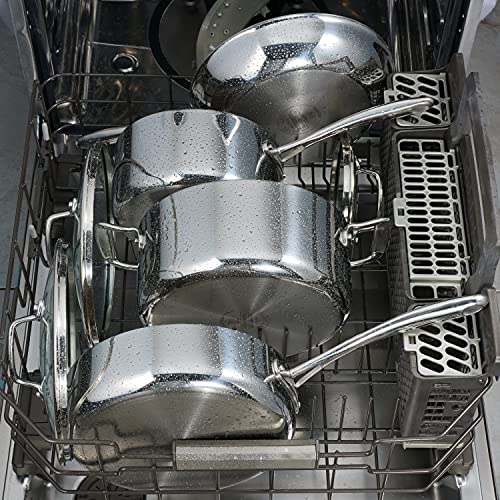 Tramontina Tri-Ply Clad Stainless Steel 4-Quart Sauce Pan with Glass Lid, Induction-Ready, Dishwasher-Safe, NSF-Certified
