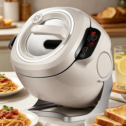 lilishangmao Automatic Stir Fry Machine 2000W 6L – Smart Wok with 360° Rotating Non-Stick Pot, Auto Cooking Robot for Hands-Free Stir-Fry, Simmer, Soup, Stew, Tilting Pot Body
