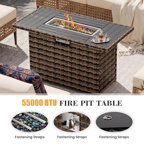 UDPATIO Patio Furniture Set, 8 Piece Modular Outdoor Furniture Set, Beige