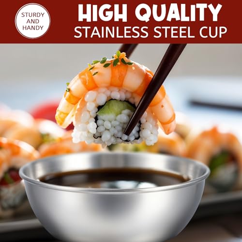 wutfuooo 30 Pack Small Stainless Steel Bowl Sauce Dishes 3.3 Inch Round Seasoning Sushi Dipping Bowls Silver Mini Condiment Cups Metal Ingredient Containers for Prep Appetizer Plates Set for Kitchen