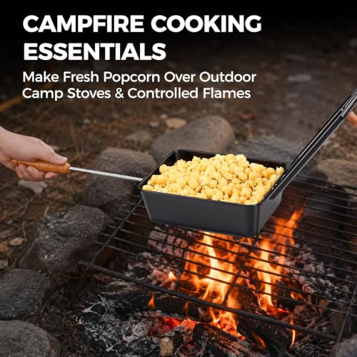 Horonaxo Campfire Popcorn Popper, Long Handle Camp Fire Popcorn Maker
