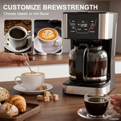 12-Cup Touchscreen Drip Coffee Maker,Programmable coffee machine with Timer