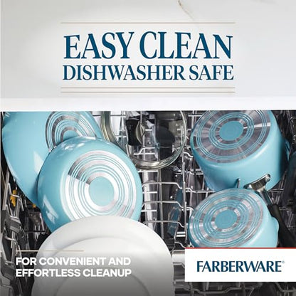 Farberware Cookstart Aluminum DiamondMax Nonstick Cookware Set, Kitchen Essentials, 15-Piece, Aqua