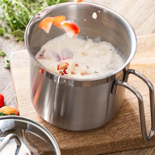 Stainless Steel Saucepan With Glass Lid, Sauce Pan, 2.5 Quart Cooking Pot, Perfect For Boiling Milk, Sauce, Gravies, Pasta, Noodles