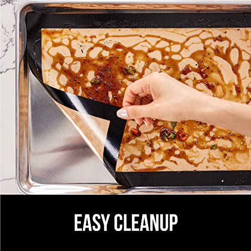GORILLA GRIP Food Grade Reusable Nonstick Silicone Baking Mat 2PK, Oven Safe Cookie Sheet Liners, Up to 500 Degrees, No Mess Easy Clean Pastry Mats, Kitchen Essentials, 11.75x8.25 Quarter Sheet, Black