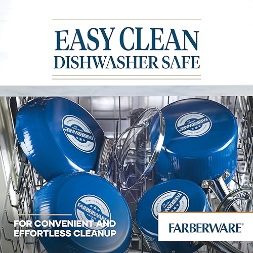Farberware Style Nonstick Cookware Saute Pan with Lid, Dishwasher Safe, 3 Quart - Blue
