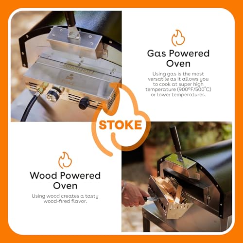 Stoke 16 Inch Outdoor Pizza Oven – Portable Outdoor Pizza Maker for Backyard, Camping, or Tailgating – Stainless Steel Multi-Fuel Oven with Pizza Stone & Accessories