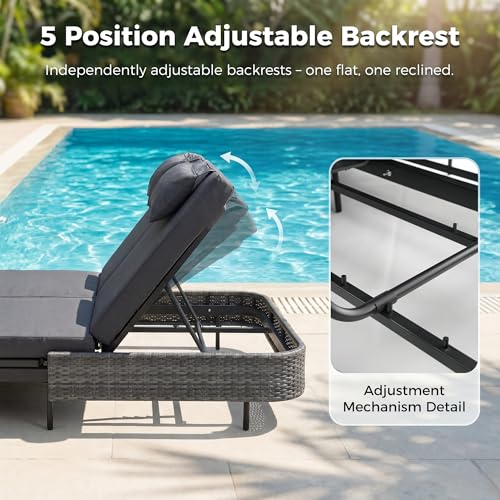 NICESOUL 13 Piece Patio Furniture Set with Fire Pit Table, Luxury Wicker Outdoor Patio Sectional with Fire Pit & Chaise Lounge, 29.3" Highback Extra Large Size Wide Deep Seating, Dark Gray