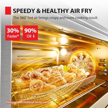 TOSHIBA ChefFry Air Fryer Toaster Oven Combo, 26.4 QT Large Capacity, 12-in-1 Countertop Toaster Oven, Stainless Steel