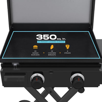 Charbroil® 22" Performance Series™ Folding Cart 2-Burner Portable Propane Gas Griddle, Black - 463711223