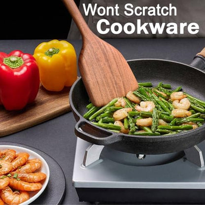Wooden Spoons for Cooking 9 Pieces Set, TeakWooden Kitchen Utensil Set, Wooden Cooking Utensils Spoons, Spatulas, Heat-Resistant, Lightweight & Durable, Perfect for Non-Stick Cookware