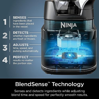 Ninja Full Size & Personal Blender I All-in-One | For-Smoothies, Food and More | BlendSense Tech I Includes 72 oz. Pitcher & (2) 24 oz. To-Go Cups with Lids | 1800 Peak Watt | Black | TB301