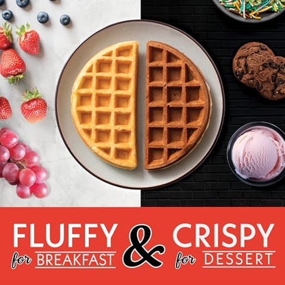 Gourmia Belgian Waffle Maker – Compact Design with Upright Storage, Adjustable Browning, and Easy-Clean Nonstick Ceramic Plates, Stainless Steel