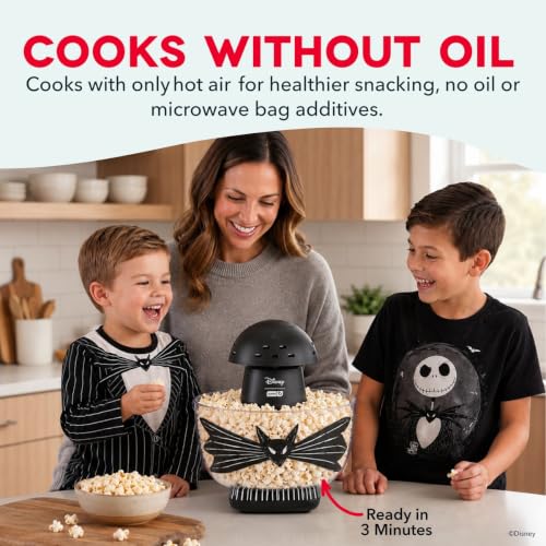 Disney | Dash Jack Skellington Popcano Popcorn Maker, Oil-Free, Black