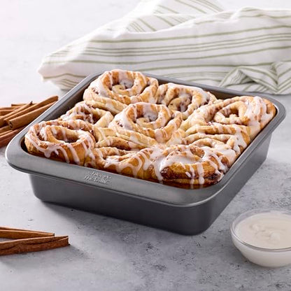 Chicago Metallic 7-Piece Nesting Bakeware Set - Carbon Steel Nonstick Baking Sheet, Loaf Pan, Muffin Pan, Cake Pan, Roaster and Cooling Rack - Space-Saving Kitchen Essentials