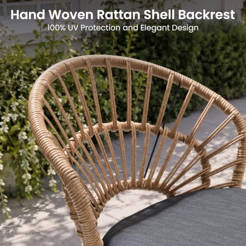 PATIOHIT 9 Piece Aluminum Outdoor Dining Set with Rattan Patio Chairs