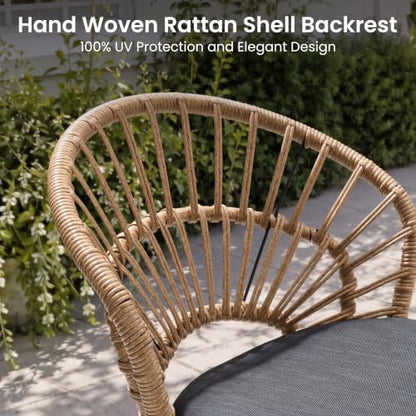 PATIOHIT 9 Piece Aluminum Outdoor Dining Set with Rattan Patio Chairs
