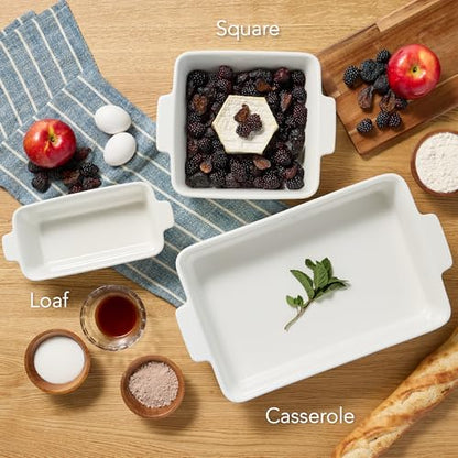 Best Choice Products 3-Piece Ceramic Bakeware Set, Stoneware Baking Dishes, Porcelain Casserole Bakeware Dishes, Serving Dishes - 9x12 Casserole, Loaf Pan, 8x8 Baking Dish - Vanilla Buttercream